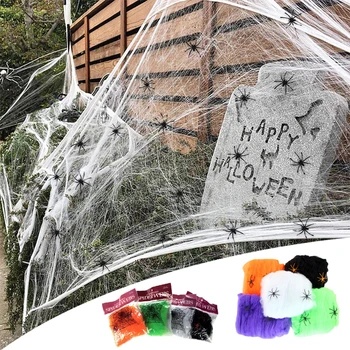 Decor De Halloween Spider Fir De Bumbac Panza De Paianjen Petrecere Recuzită Casa Bantuita Artificiale, Pânză De Păianjen Acasă Decora Accesorii