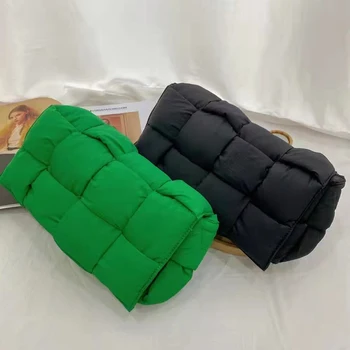 Designer de Bumbac Țesute de Femei Crossbody Sac de Iarna Jos Căptușit Geantă de Umăr Marci Pad Pătrat Genti pentru Femei Genti Posete 2022