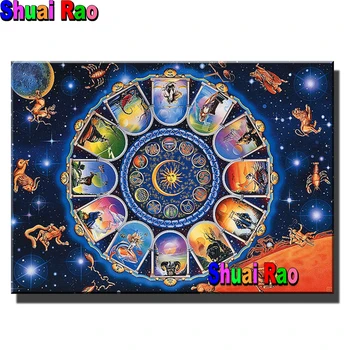diamant broderie Astrologie Horoscop Zodiac diy diamant pictura burghiu plin de mozaic Douăsprezece constelații stras acasă de Artă