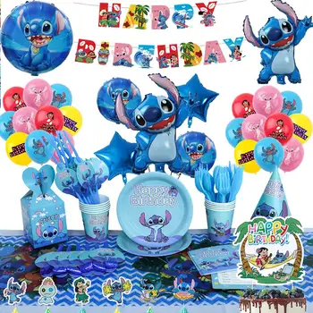 Disney Lilo si Stitch Petrecere de Ziua de Decorare Tort Fân Banner Agățat de Spin Balon Set Pentru Copii Copii, articole Party