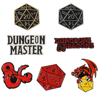 DnD Dungeon Master Ace Temniță Și Dragon Email Pin Brosa Din Aliaj Pachet De Haine Pin Rever D20 D14 D10 Ace De Rever Insigna