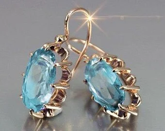 Doamnelor Oval Cristal Cercei Vintage Elegant Marea Caracatiță Albastru Cercei Accesorii Pentru Femei Romantic Lux Deosebite Bijuterii