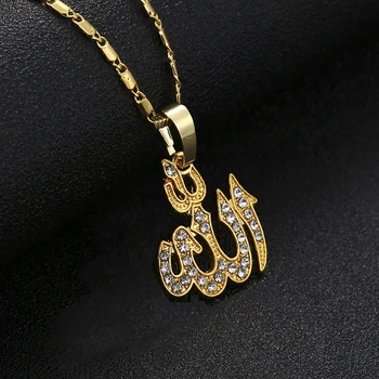 En-Gros De Aur Nou Culoare Arabă Islamică Dumnezeu Allah Pandantiv Colier Femei Musulmane Farmec Bijuterii