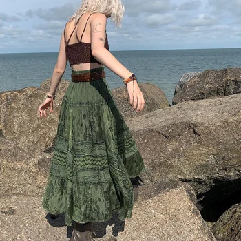 Femei 's Fairy Grunge fustă Midi cu Talie Înaltă Arta Print-O Linie Fusta Lunga Y2k 2022 Moda anilor' 90 E-Fete Toamna Streetwear