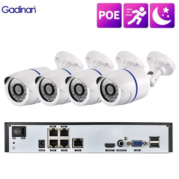 Gadinan POE Durveillance Camera Camera IP 4CH P2P 5MP în aer liber, Supraveghere Video Kit de Detectare a Mișcării 48V NVR Sistem CCTV aparat de Fotografiat