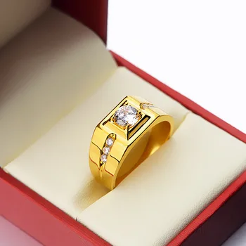 HOYON de Lux Strat de Bijuterii de Aur de 24k Original Ring Pentru Bărbați Bijuterii de Nunta Imita Inel cu Diamant Redimensionabilă Deschide Deget Inelul Liber