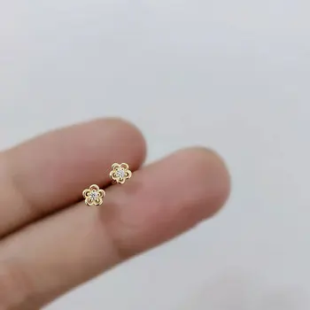 ITSMOS s925 Argint Cercei Stud de sex feminin coreeană simple, mici proaspete singur diamant floare dulce cercei pentru femei cadouri