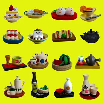 Japonia Zakka Animale Set De Ceai Tort Mini Figurine Miniaturale Rasina De Artizanat Decor Acasă Micro Peisaj Accesorii De Birou Cadouri
