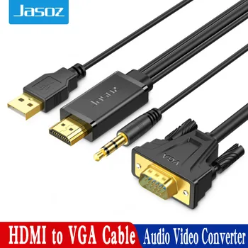 Jasoz HDMI la VGA Cablu HDMI Male la VGA de sex Masculin Cablu Audio Video Converter 1080P pentru PC, TV Box Proiector VGA la HDMI Cablu 5m 1m