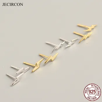 JECIRCON Mini de Aur de Argint de culoare Fulger Cercei Stud pentru Femei Argint 925 Simplu Știfturi Mici Bijuterii de Moda