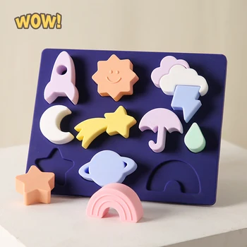 Jucarii pentru copii de Silicon Puzzle Vreme Forma de Potrivire Puzzle 3D Joc de Bord Montessori Jucărie de Învățământ Pentru copii Cognitive Cadouri
