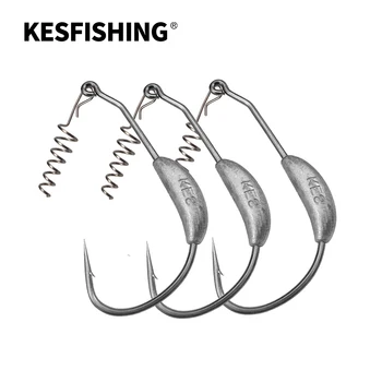 KESFISHING Cârlig de Pescuit 5pcs 3.5 g 10g 14g 24g 26g din Oțel Carbon de Înaltă Largă Manivela Offset Undiță Jig Cap Pentru Momeală Moale