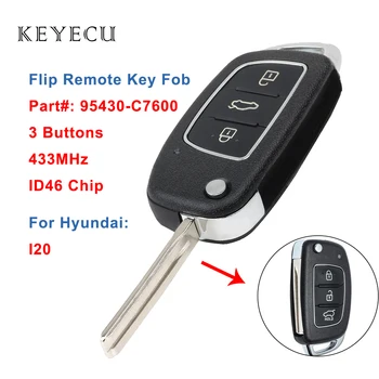 Keyecu Flip de la Distanță Cheie Telecomanda 3 Butoane 433MHz ID46 Chip pentru Hyundai I20 2014-2016 P/N:95430-C7600