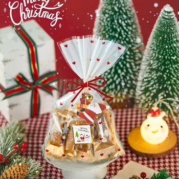 LBSISI Viața 50pcs/Lot de Anul Nou Bomboane Cookie Pungi de Plastic de Mireasa Ziua de Crăciun Favoruri de Partid Gustare de Ambalare Decoretion