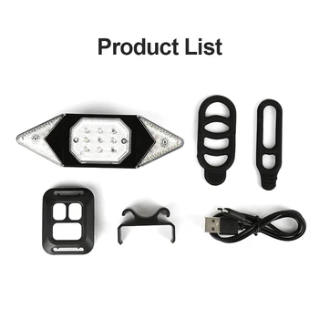 LED Biciclete Indicator Spate de Biciclete Coada Lumina de Semnalizare cu Laser de la Distanță fără Fir de Încărcare USB Impermeabil de Direcție de Siguranță lampa de control