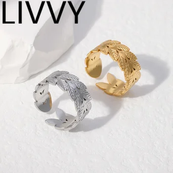 LIVVY de Argint Inele de Culoare Nou Stil de Moda Frunze Simple Geometrice Inel Elegant Pentru Femeia Petrecere de Aniversare Cadouri Bijuterii