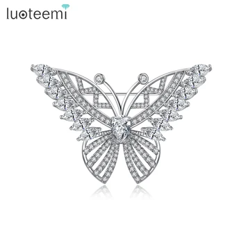 LUOTEEMI de Lux Fluture de Înaltă Calitate Cubic Zirconiu Brosa pentru Femei, Fluturi Mari Broșă Pin Moda Rochie Haina Accesoriu