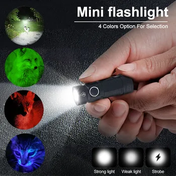 Mini LED Lanterna/Lumina UV Lanterna Portabil în aer liber Drumeții Mici 3Modes Torch Lampă rezistent la apa+16340+Încărcător USB+Cutie de Protecție