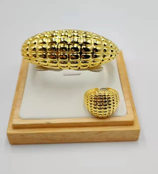 Moda 750 de Aur de culoare Set de bijuterii pentru femei Africane Șirag de mărgele brățară moda bijuterii inel