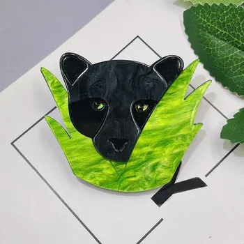 Moda Acrilic Negru Leopard Animal Drăguț Broșe pentru Îmbrăcăminte pentru Femei Pini Fata Estetice Bijuterii Accesorii Geanta Cadou pentru Petrecere