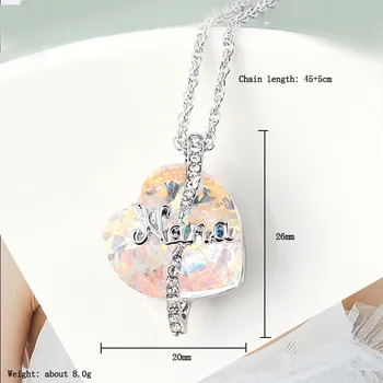Moda Cristal Pandantiv in forma de Inima de Cristal Colier Bijuterii Accesorii 45cm Lanț Colier Cu Pandantiv Inima Te Iubesc