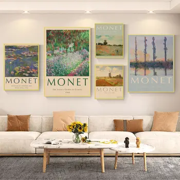 Monet, Van Gogh, Monet artă abstractă Clasic Vintage Poster Hârtie Kraft de Epocă Poster de Arta de Perete Studiu de Epocă pictura decorativa