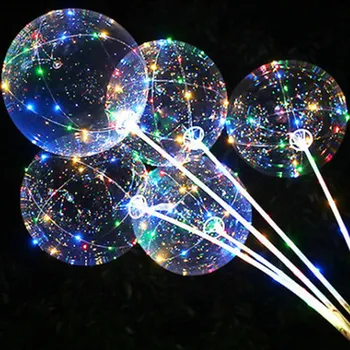 Mâner cu Led-uri Balon Cu Bastoane Luminos Transparent cu Heliu Bobo Baloane Nunta Petrecere Decoratiuni Copil de Lumină LED, Balon