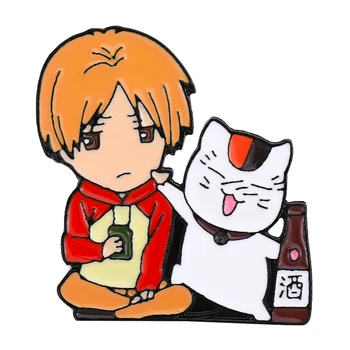 Natsume Prieten Contul de Email Ace Băiat de Desene animate și Pisica Broșe Moda insigne, Bijuterii Cadouri pentru Prieteni en-Gros