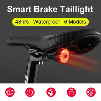 NEWBOLER Smart Biciclete Coada Lumina din Spate Auto Start Stop de Frână IPX6 Impermeabil USB Reîncărcabilă Ciclism Far Bicicleta cu LED Lumini
