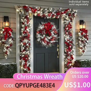 Noi Coroană de Crăciun Fața Ușii Ușa de Crăciun Coroană Bilă Roșie Ornamente pentru Ferestre, Uși, Manta Interioară în aer liber de Crăciun Decorat