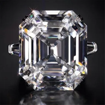NOI Dimensiuni De 5-10 Uimitoare de Lux Bijuterii Argint 925 Asscher Tăiat Alb Topaz Mare CZ Diamant Femeile Nunta Trupa Inel Cadou