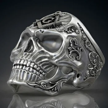 Noi Exagerată a Craniului Avatar Inel Inel Barbati Moda Inel de Metal AG Masonice Model de Inel Accesoriu de Petrecere Bijuterii Dimensiunea de 8 ~ 13