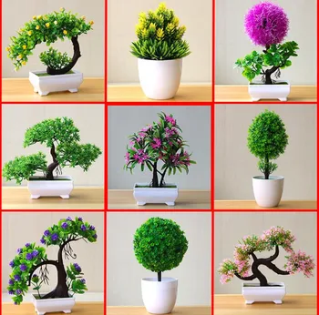 NOILE Plante Artificiale Bonsai Copac Mic de Plante în Ghiveci, cu Flori de plastic Ghiveci Ornamente Pentru Decor Acasă Hotel Garden Decor