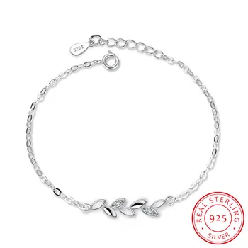 Noua Moda Simplu Argint 925 Frunze Chian Bratara Pentru Femei Bijuterii pulseira S-B46