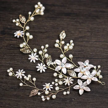 noul golden leaf flori perla părul delicat decor femei caciula couronne par de nunta bijuterii en-gros