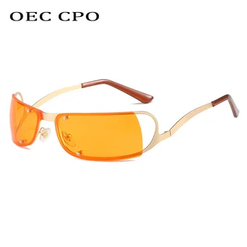 OEC CPO Punk fără ramă de ochelari de Soare Femei Retro Steampunk Una Bucata Ochelari de Soare UV400 Doamnelor Nuanta Noua Moda Ochelari De Sol Oculos