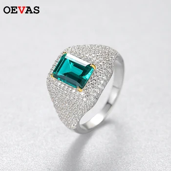 OEVAS 100% Argint 925 Inele de Nunta Pentru Femei de Înaltă Carbon Diamant Emerald Petrecere de Logodna Bijuterii Fine, Cadouri, en-Gros