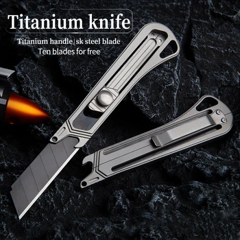 Push-pull cuțit de utilitate aliaj de titan telescopic cuțit portabil cuțit, deschizător de sticle artefact multi-funcție de auto-apărare cuțit