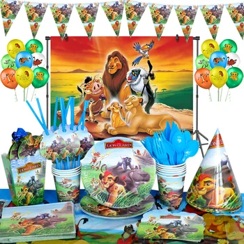 Regele Leu Simba Tema Consumabile Partid Stabilit Ziua de nastere Copil Decor Pahare de Hârtie Plăci Balon de Familie de Zi pentru Copii Băiat Copil de Dus