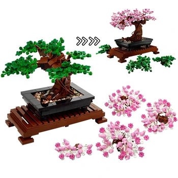 Se POTRIVESC 10281 Copac Bonsai Buchet de Flori Perpetuă Bloc Caramida Model Decorațiuni Plante de Ghiveci Cadou Copil Set