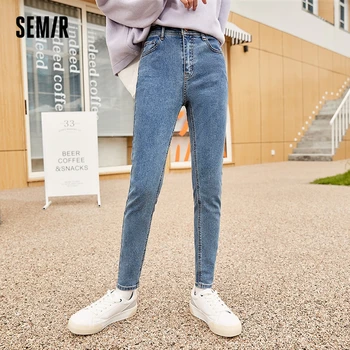 SEMIR Blugi Femei Picioarele Slim Pantaloni Model de Bază 2021 Iarna Noi Slim Pantaloni Retro All-Meci Versiunea coreeană