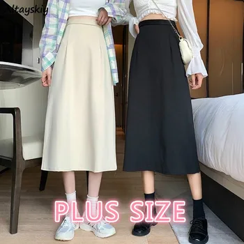 Solid Fuste Femei cu Talie Înaltă, Subțire Jupe Stil coreean Prieteni O-linie OL All-meci Elegant 4XL Simplu Faldas Mujer Ins Design Nou