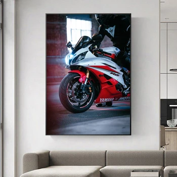 Sportbikes Yamaha R6 Motocicleta Postere Tesatura Panza de Imprimare Moderne de Perete de Arta Decorativa, Pictura pentru Casa Living Decorul Camerei