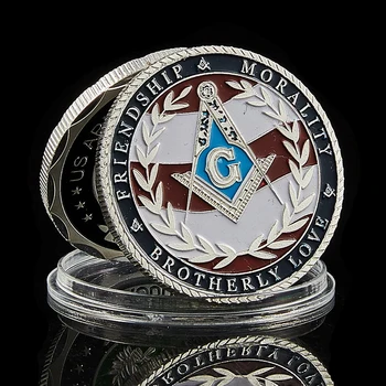 Statele UNITE ale americii Masonice, Masoneria Frăția Prietenie Moralitate Veteran Rotund Dublu Monede Comemorative