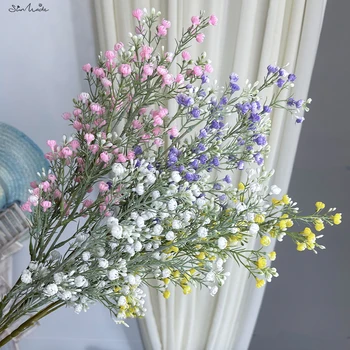 SunMade 3-Furcă Babysbreath Ramură De Plastic, Flori Artificiale Acasă Decorare Nunta Hotel Decor Flores Artificales Violet Flore