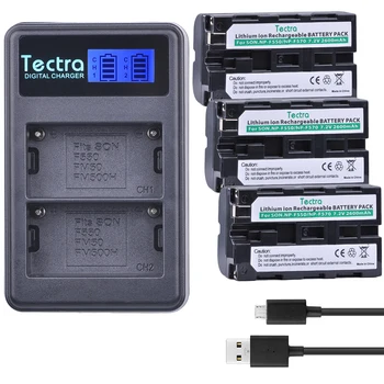 Tectra 3Pcs NP-F550 NP-F550 Înlocuire Baterie + LCD Dual USB Incarcator pentru Sony NP-F570 CCD-SC55 CCD-TRV81 DCR-TRV210 MVC-FD81