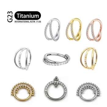 Titan G23 Cerc Cercel Pentru Femei Ureche pendientes mujer Decor Inel de Nas 16G 1.2 mm Zircon Piercing Bijuterii Accesorii