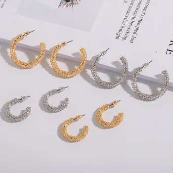 UJBOX Geometrice Rotunde Cercei pentru Femei Retro Suprafață Neregulată Petrecere de Nunta Bal Hoop Cercei Bijuterii Cadou