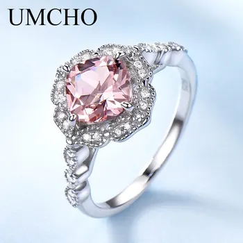 UMCHO Argint Solid Perna Morganite Inele pentru Femei, Logodnă, Aniversare Trupa Pink Piatră prețioasă Cadou de ziua Îndrăgostiților