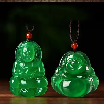 Verde Jad, Calcedonie Sculptate Manual Guanyin Buddha Pandantiv Moda Bijuterii Calcedonie, Agat Iubitorii Colier Lanț Pulover